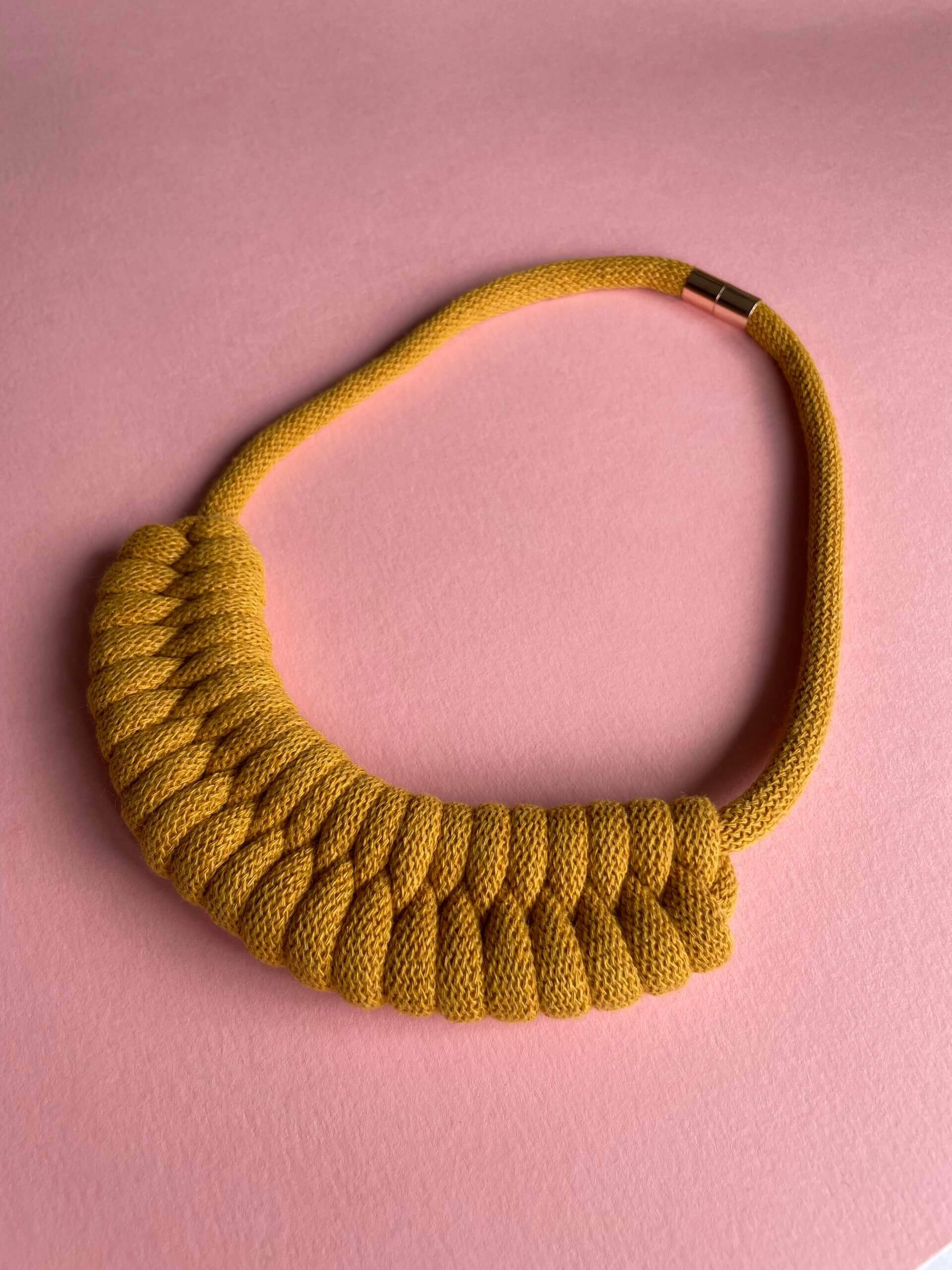Mustard Magnetic Fasteneing Chunky Necklace