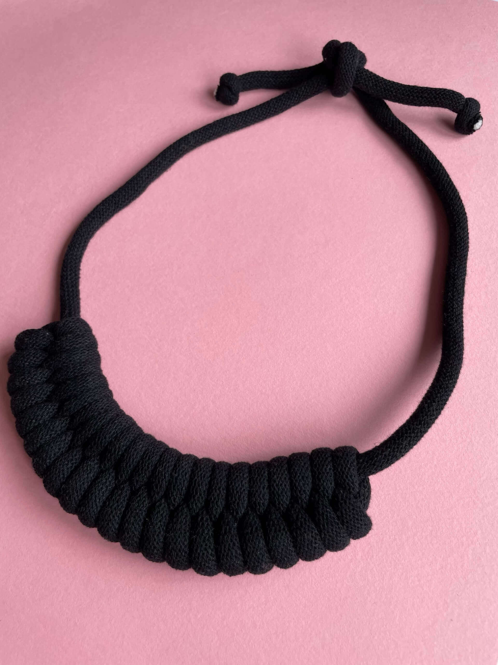 Black Tie Fastening Chunky Necklace