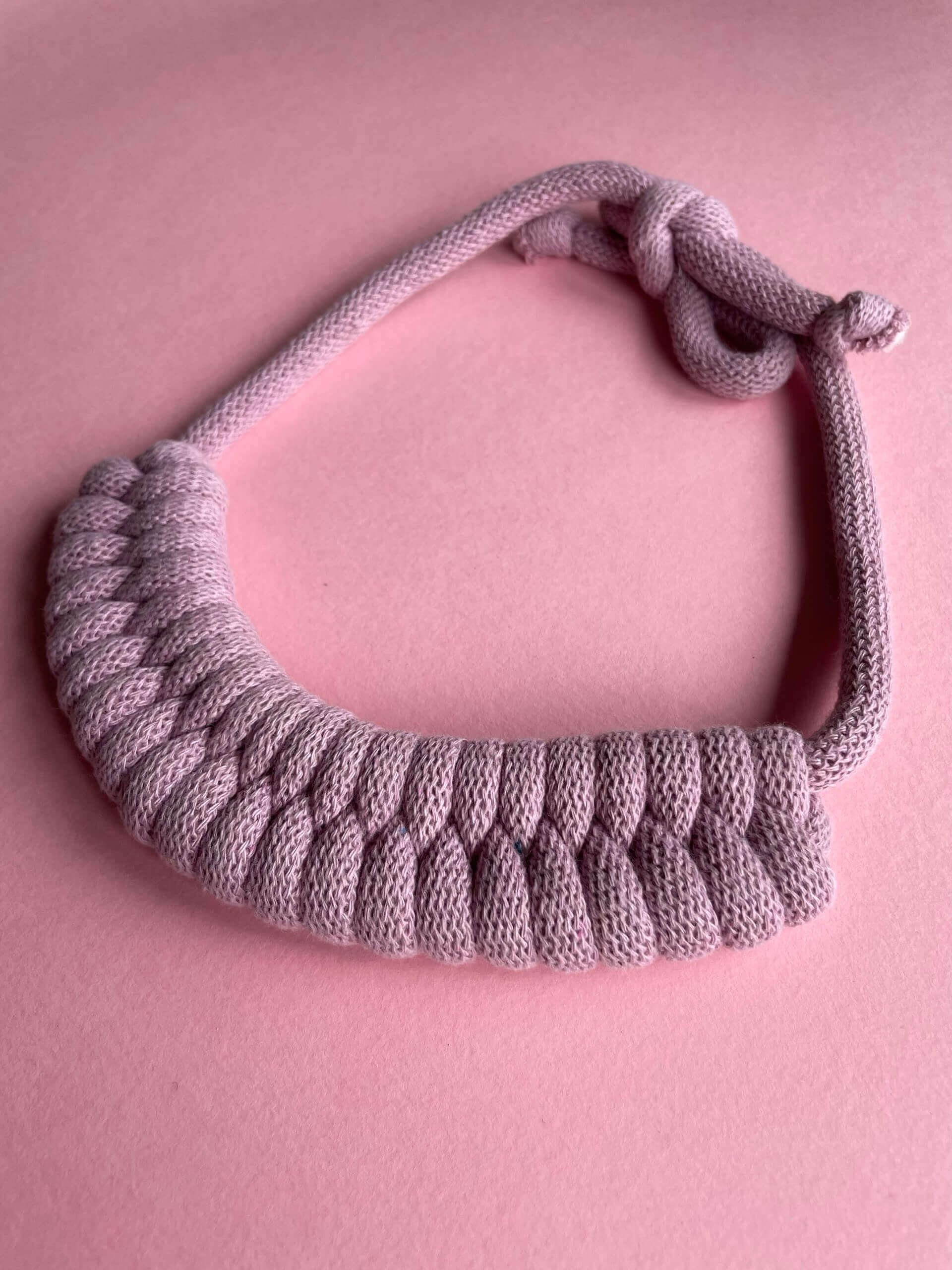 Dusty Pink Tie Fastening Chunky Necklace