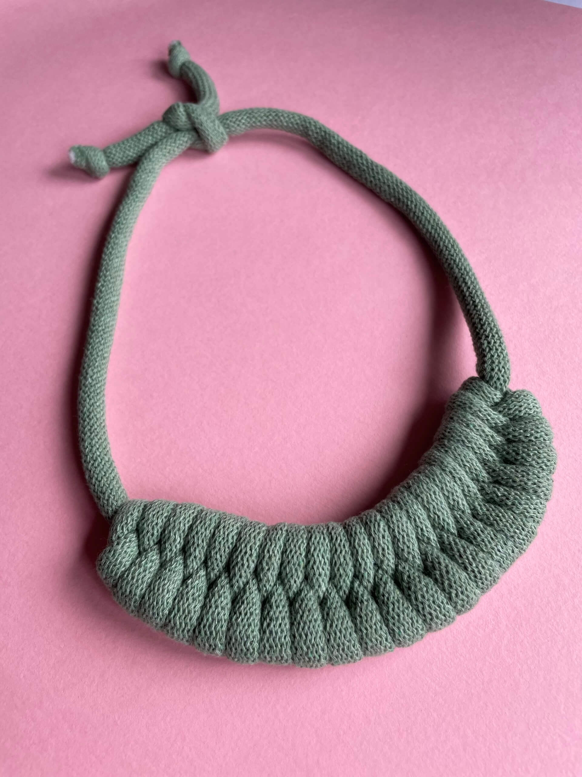 Olive Tie Fastening Chunky Necklace