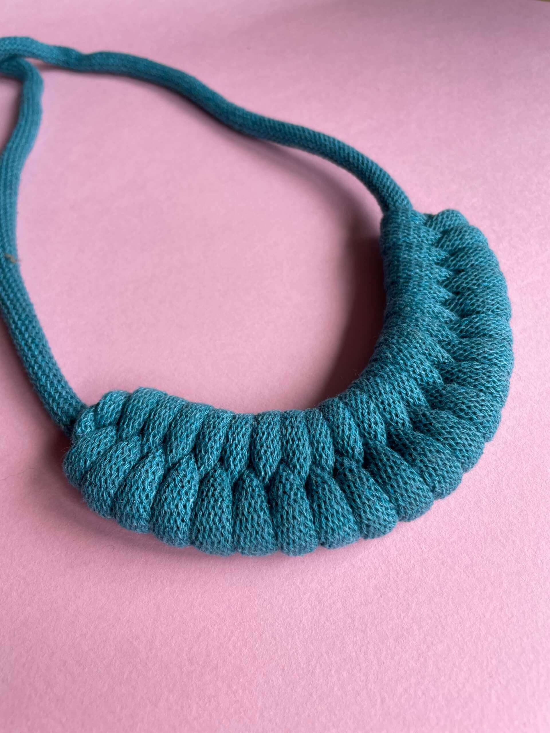 Teal Tie Fastening Chunky Necklace