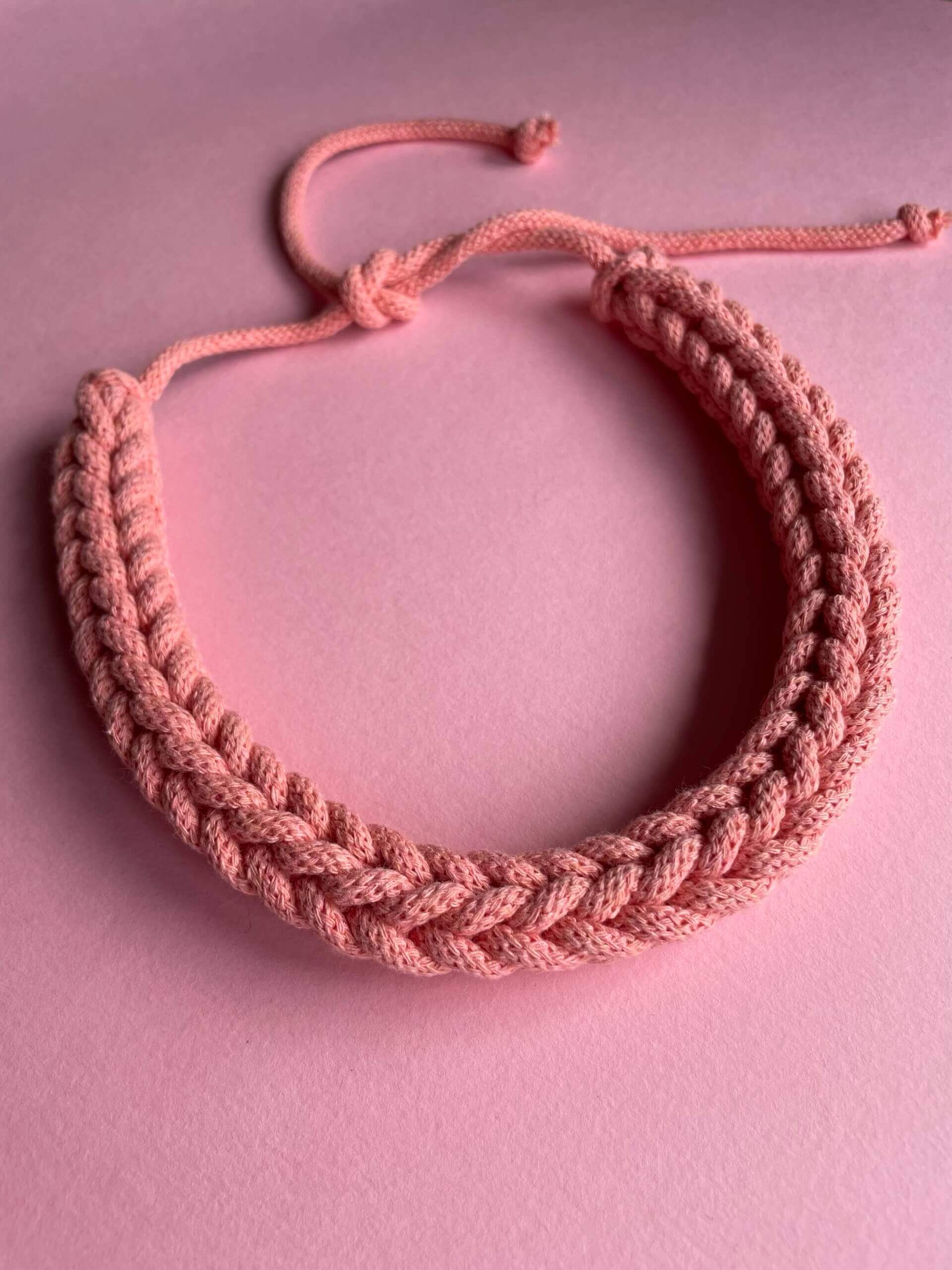Peach Tie Fastening Crochet Necklace