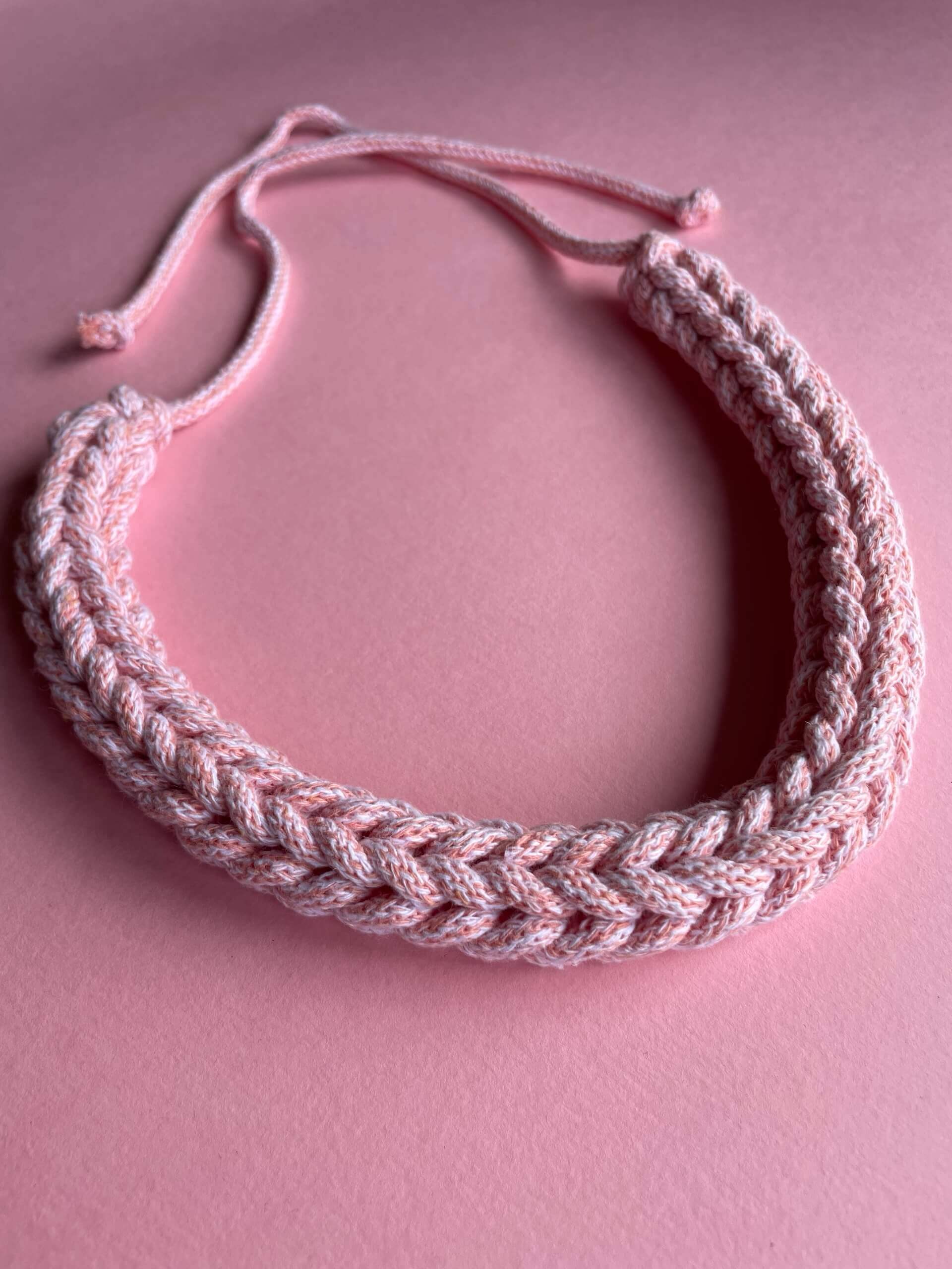 Peach Melba Tie Fastening Crochet Necklace