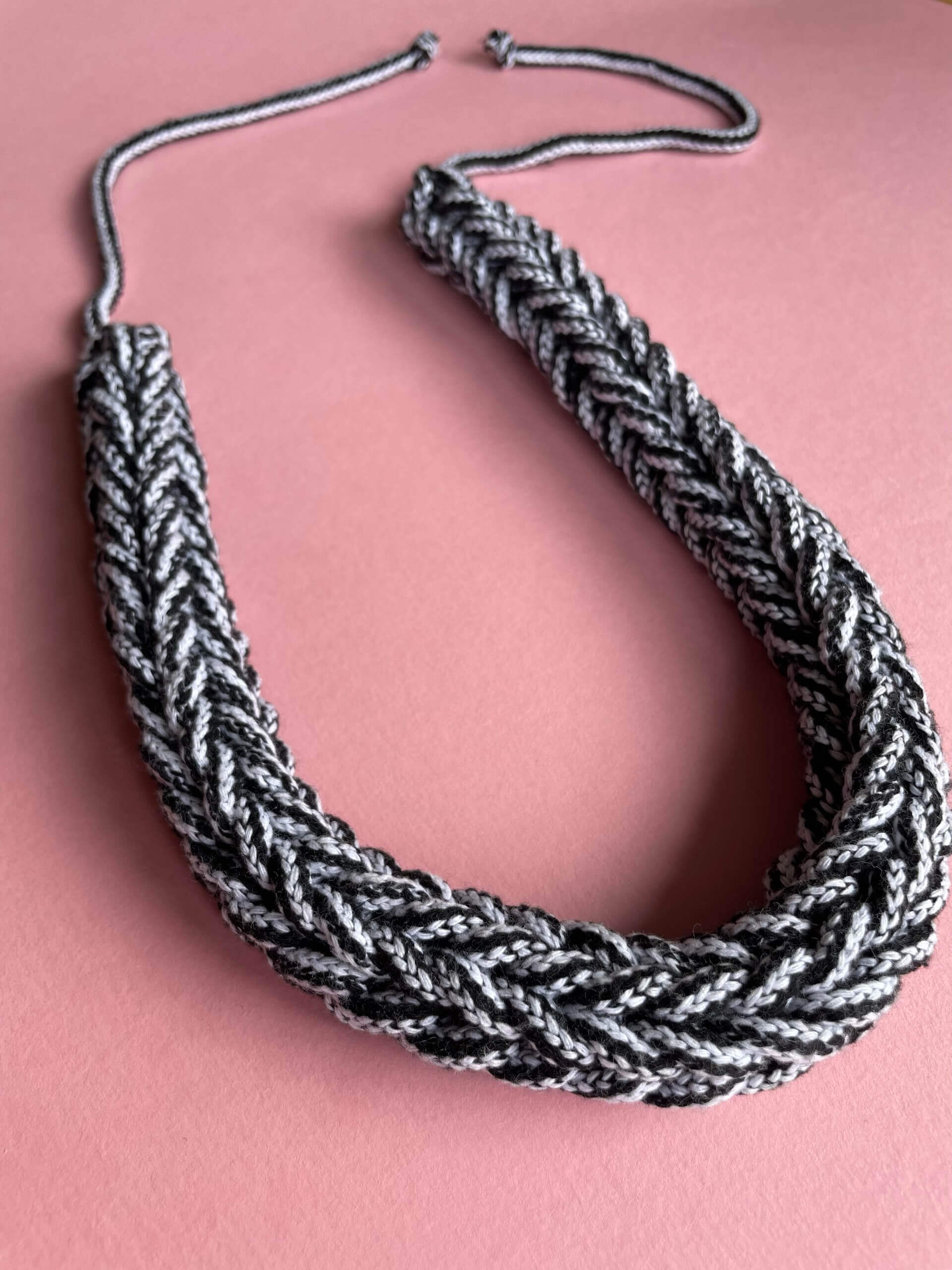 Monochrome Tie Fastening Crochet Necklace