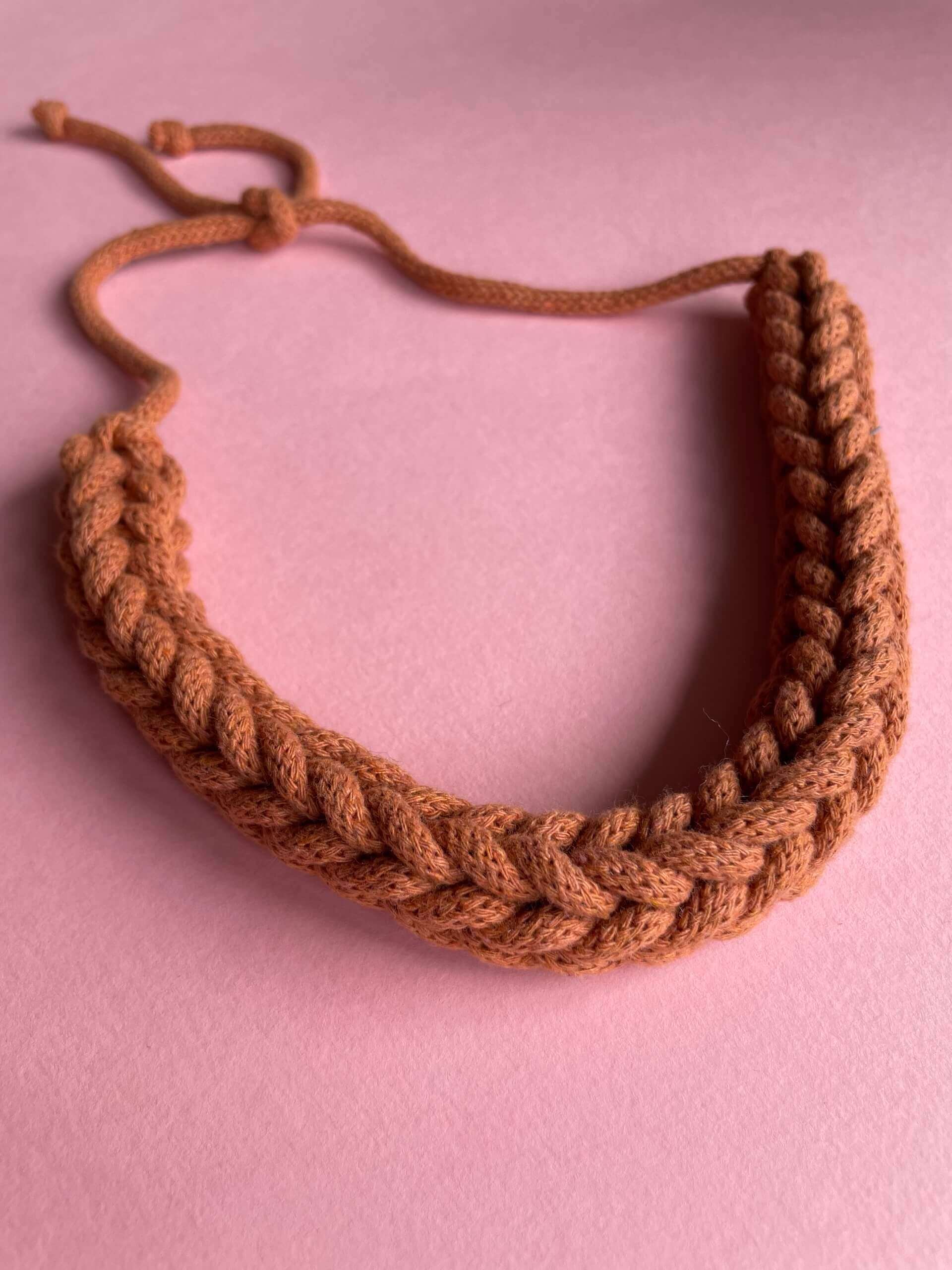 Terracotta Tie Fastening Crochet Necklace