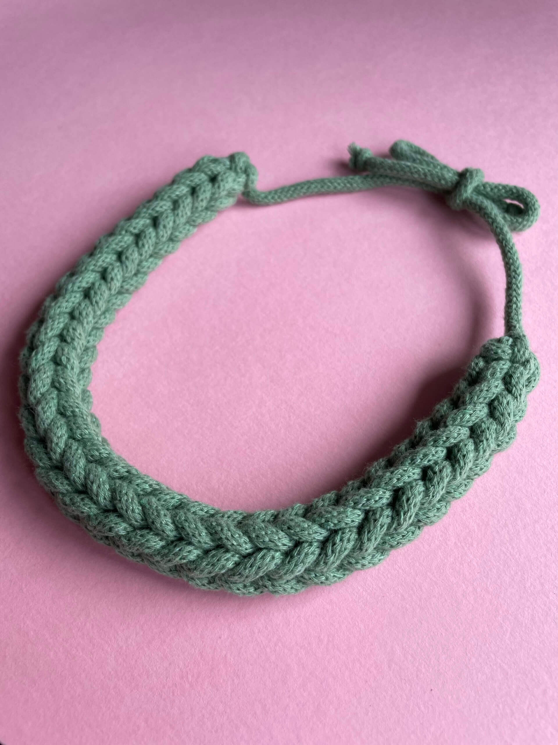 Olive Tie Fastening Crochet Necklace