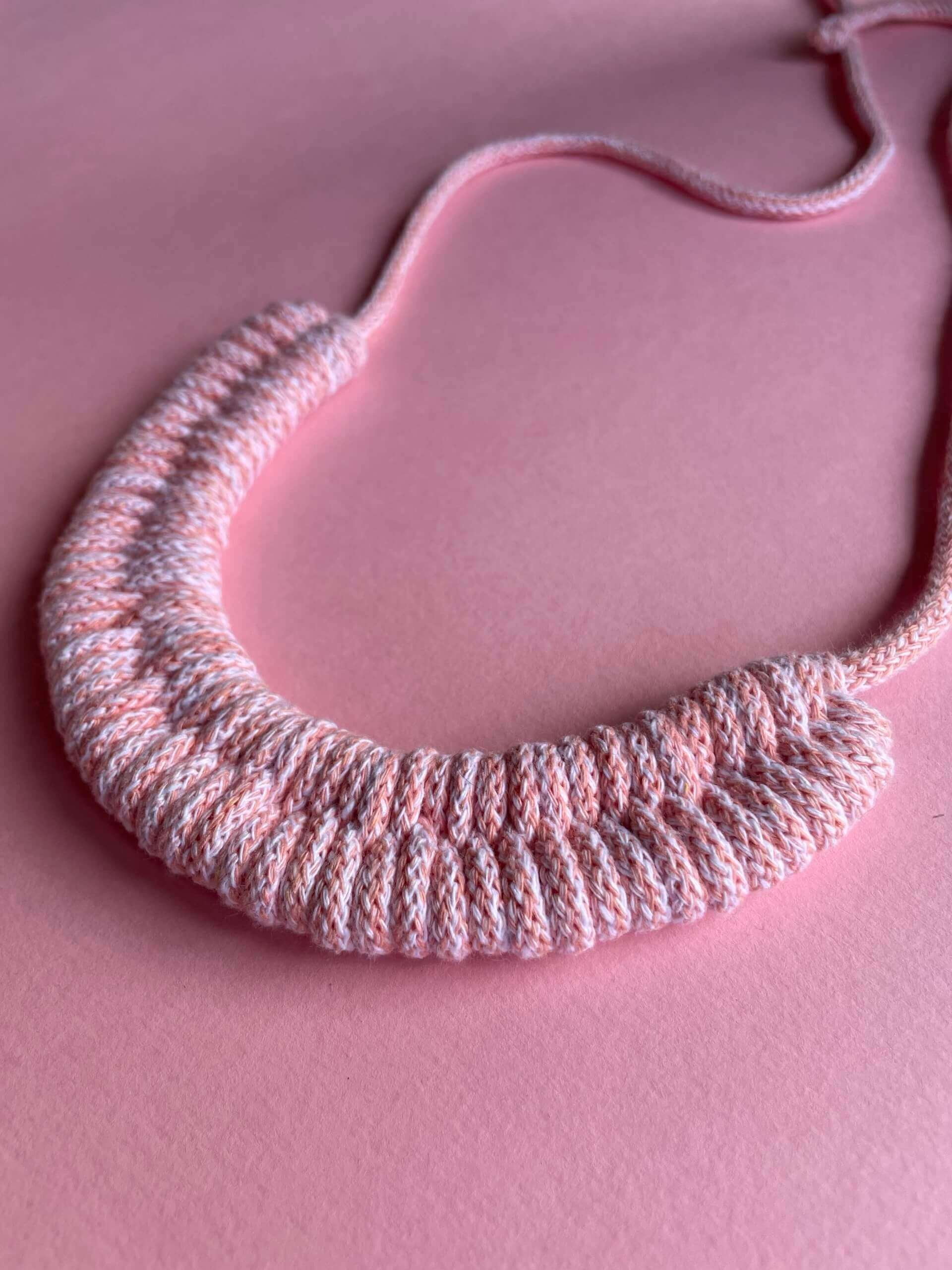 Peach Melba Tie Fastening Woven Necklace