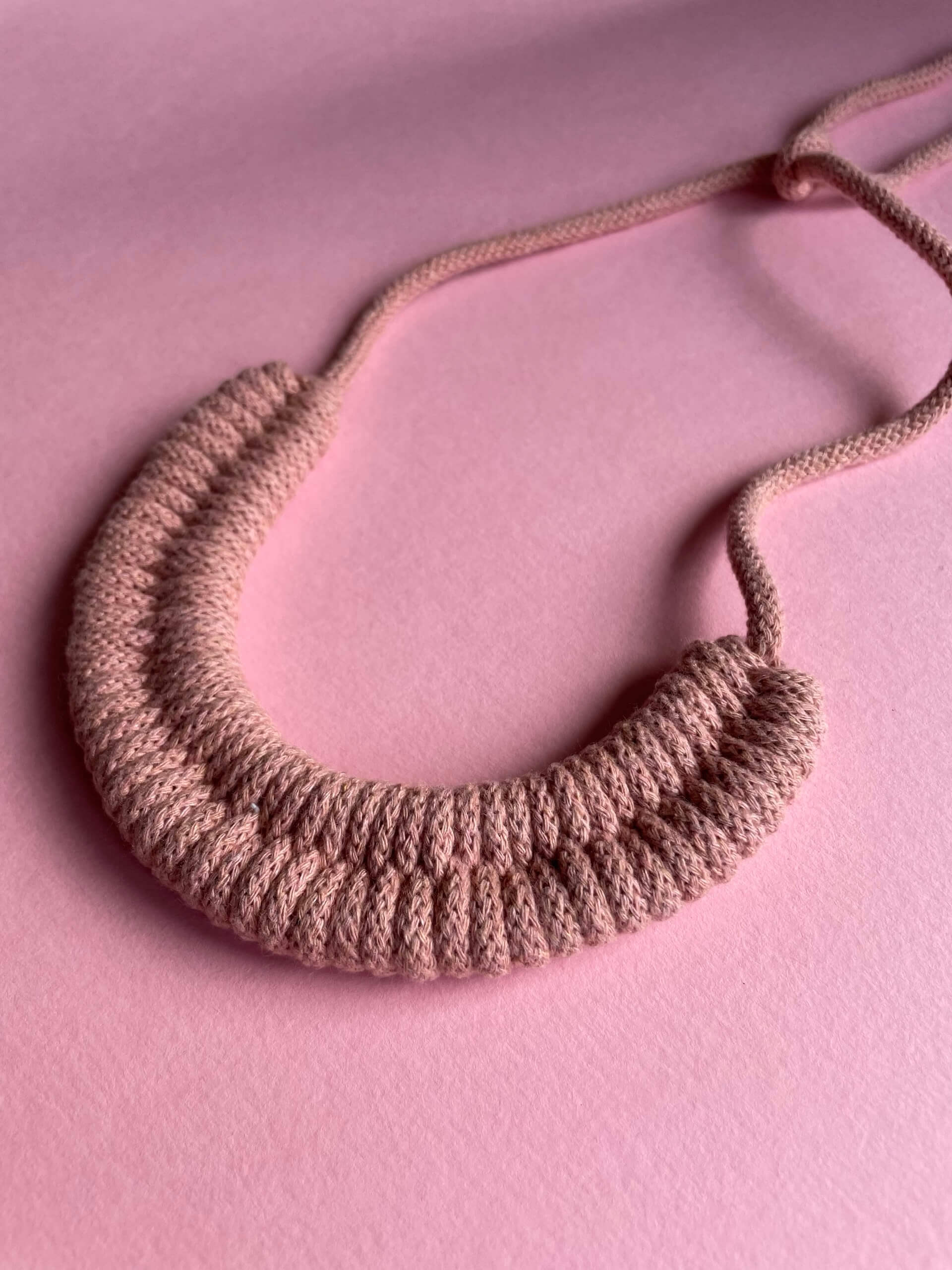 Blush Tie Fastening Woven Necklace