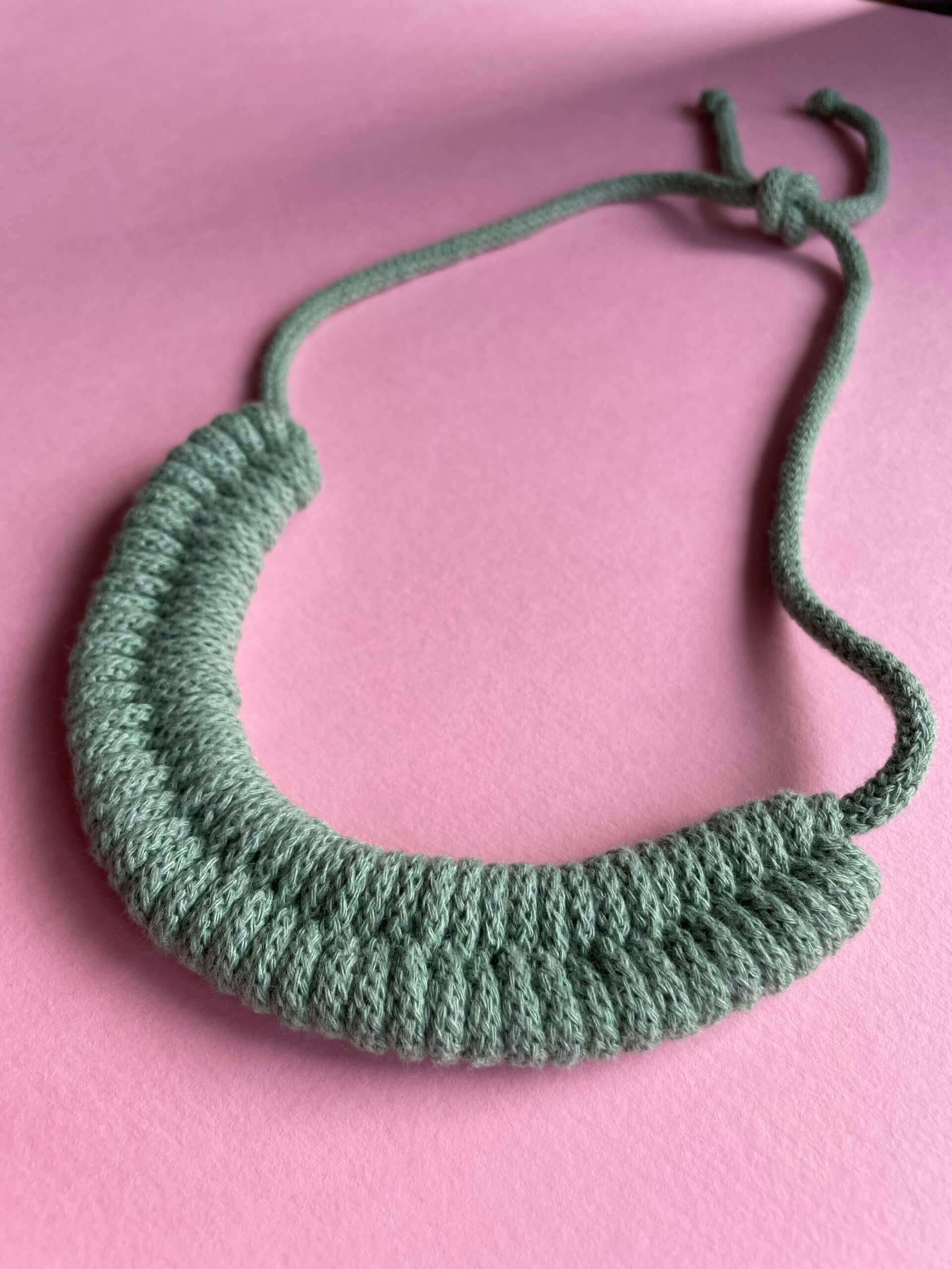 Olive Tie Fastening Woven Necklace