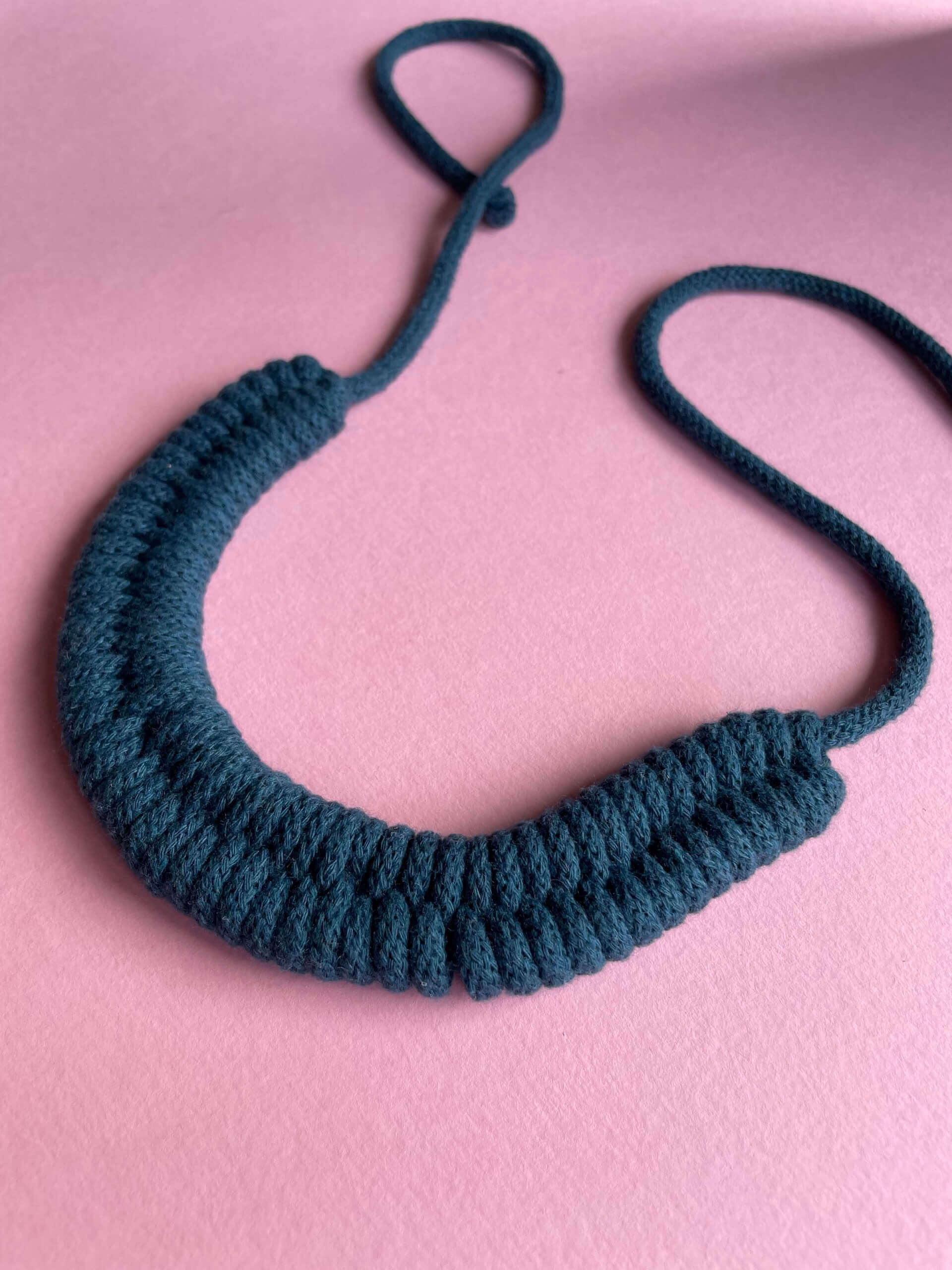 Petrol Tie Fastening Woven Necklace