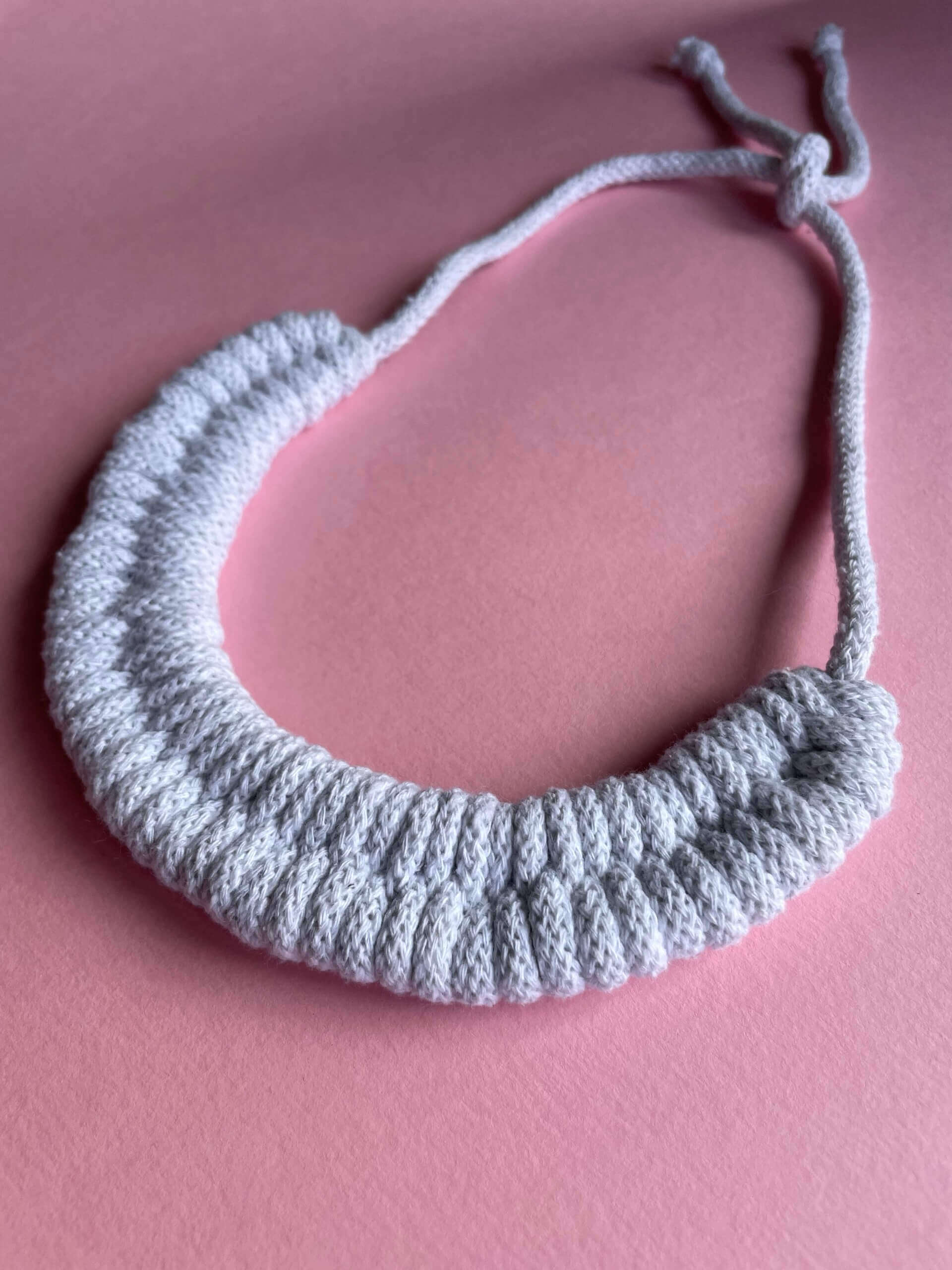 White Tie Fastening Woven Necklace