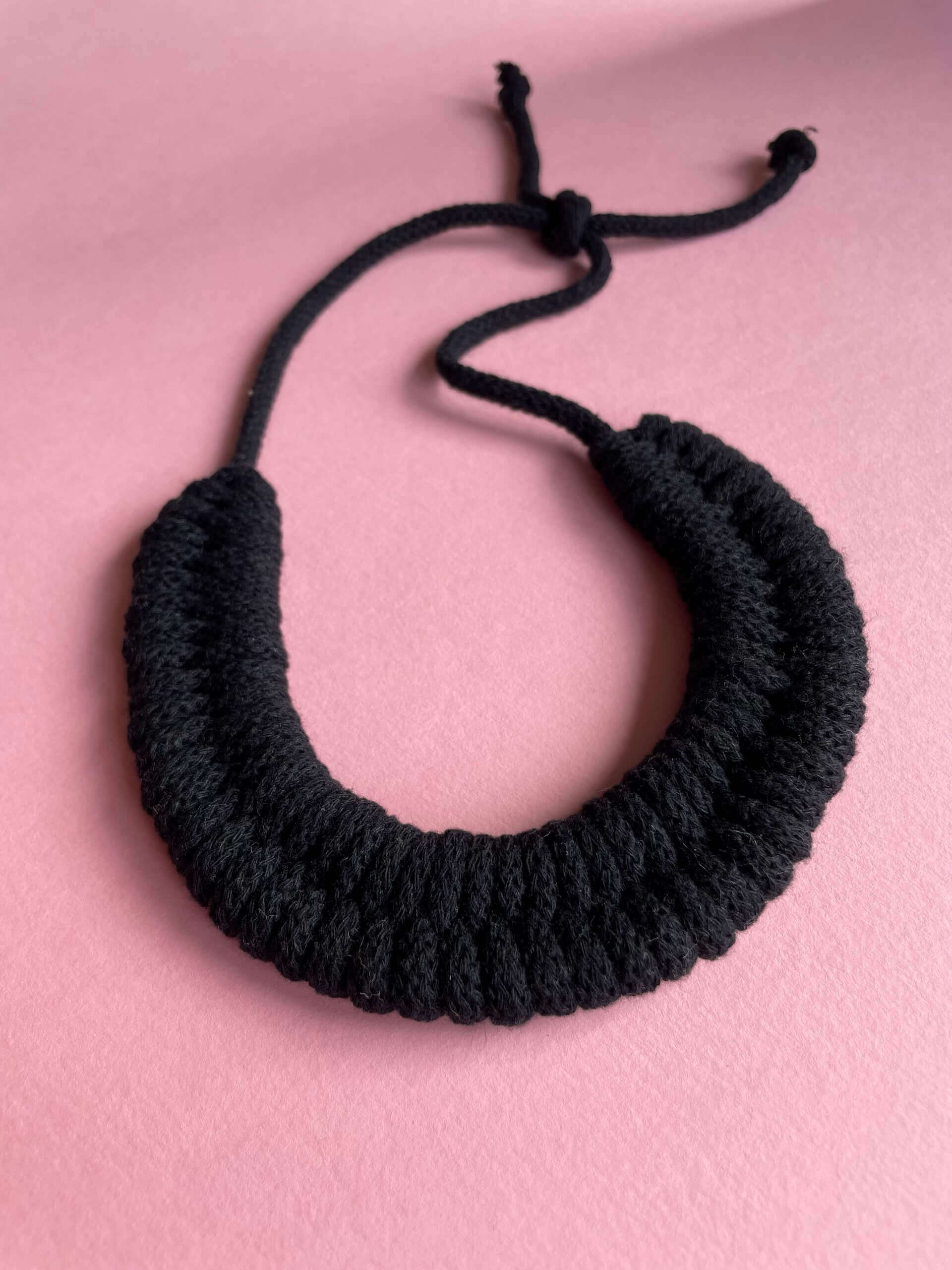 Black Tie Fastening Woven Necklace