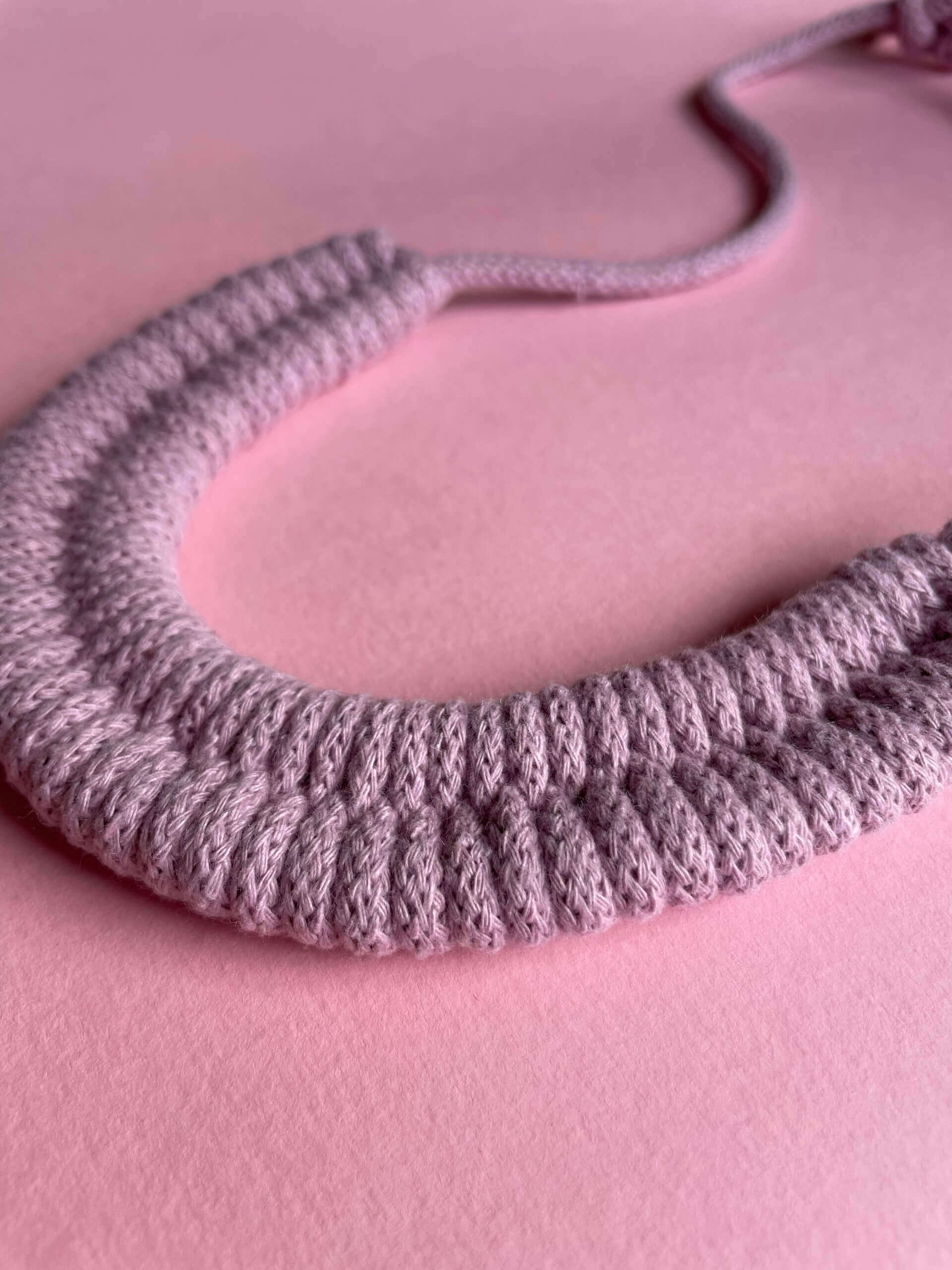 Dusty Pink Tie Fastening Woven Necklace